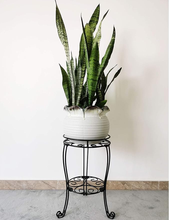 11.8 inches Diameter Tall Metal Plant Stand for Indoor or Outdoor,Heavy Duty Flower Pot Stand Rack Holds Big Heavy Plants,Black (18.9 INCHES TALL) - size: 18.9 INCHES TALL