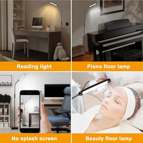 LED Floor Lamp for Living Room, Modern Standing LED Light, Adjustable Tall Floor Lamp for Bedroom Office Reading, Minimalist Standing Lamp with Soft Glow for Home Decor