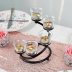 1PC Clear Chunky 5 Cups Metal Tea Light Candle Holders for Table Centerpiece, Glass Votive Tealight Holders/Candelabra Candlestick Holders for Wedding,Party, Anniversary,Christmas(Black) - color: Black
