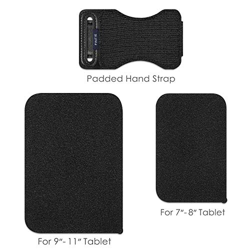 Fintie Universal Tablet Hand Strap Holder - [Dual Stand Supports] Detachable Padded Hook & Loop Fastening Handle Grip with Adhesive Patch for iPad/Galaxy Tab and All 7-11" Tablets, Black - color: Black