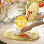 AVLA 6 Pack Plastic Serving Tray, Gold Serving Platter Set, Reusable Party Snack Serving Tray, Decorative Food Appetizer Platters for Dessert Table, Cupcake, Charcuterie, Cookies, 14" x 8.5"