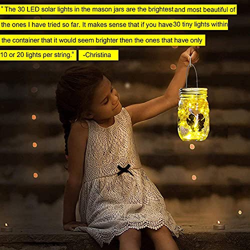 12 Pack Solar Mason Jar Lid Lights - 30 LED Firefly Fairy String Lights, Waterproof Outdoor Solar Lights with Hangers for Regular Mouth Jars (No Jars Included) - color: 12pack-Warm White
