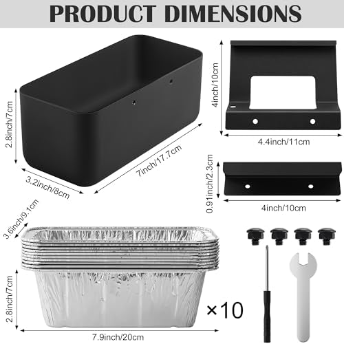 Grill Grease Catcher for Blackstone Griddle with 10 Pack Grease Cup Liners Aluminum Foil Tray Pan Drip Tray Pan for 17, 22, 28 & 36 inches Griddle (Short Hook + Long Hook) - color: Short Hook + Long Hook