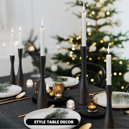 Candle Holder Black Candlestick Holders 3,Tall Taper Candle Holders Set of 3 for Candlesticks(12"/10"/7.5" H),Modern Farmhouse Candle Stick Candle Holder for Decor - color: Matte Black (12"+10"+7.5")