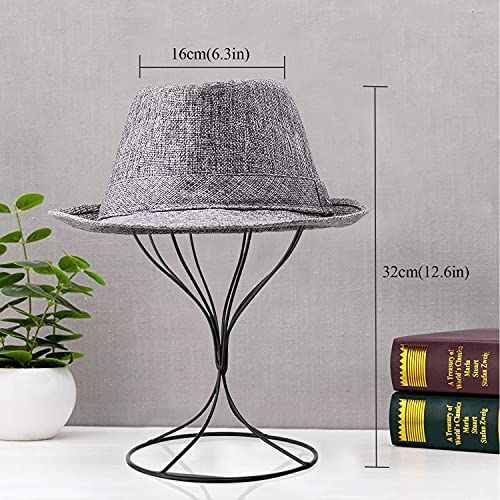 A-SZCXTOP Metal Wig Stand Holder, 12.6inch Stable Sturdy Wig Head Display, Durable Hat Storage Stand, Freestanding Wig Stand for Decoration Display-Black