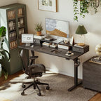 Agilestic 55 x 24 Inches Electric Standing Desk with 2 Storage Drawers, Stand Up Desk Adjustable Height, Sit and Stand Computer Table with Splice Board, Black - color: Black, size: 55 x 24 Inches with 2 drawers