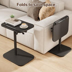 TV Tray Table, Adjustable Height, Flip-Top, Snack Side Table with 360° Swivel and 180° Tilt, C Shaped End Table for Couch, Sofa, Bed, Recliner, Black - color: Black