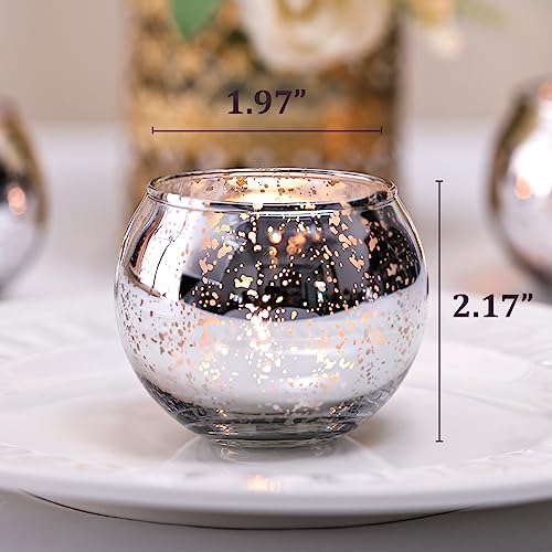 LETINE 36pcs Silver Votive Candle Holders - Elegant Mercury Glass Tea Light Candle Holder Set for Spring Summer Weddings, Holiday Season Decorations, Valentine's Day Table Centerpieces - color: Silver