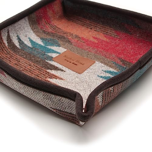 Ruth&Boaz Wool Fabric Valet Tray | EDC Tray | Lay Plat Wool Tray Suitable for Travel 8x8 inches(M-orange)