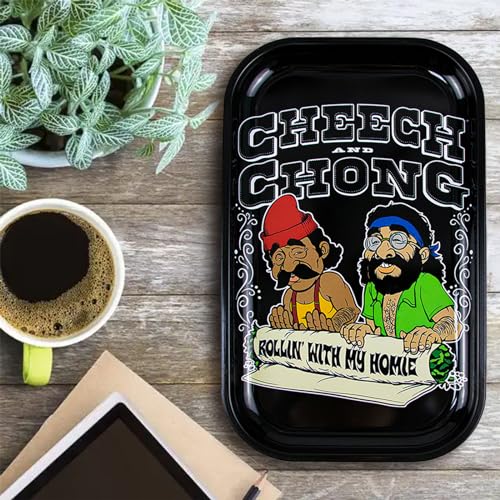 Metal Tray Large Cute Tin Tray for Home Decor, Coffee Table, Tea, Snacks, Gifts - 11" x 7" - color: Black