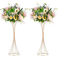 NUPTIO 2 Pcs Trumpet Vases for Centerpieces 26in Tall Gold Vase, Wedding Centerpieces for Tables, Artificial Arrangement Flower Stand for Anniversary Party Birthday Event Aisle Home Reception Decor - size: 26 inch Tall