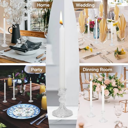 Glass Candlestick Holder Taper and Pillar Candle Holder Desktop Decoration for Wedding Dinning Party-3 Packs - color: Clear