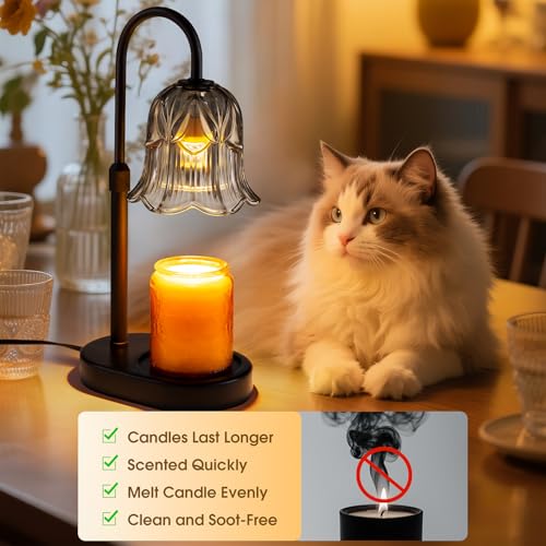 Candle Warmer Lamp Adjustable Timer Electric－ Gray Flower Shaped Wax Melting Lamp - color: Gray