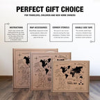 AWESOMETIK WALNUT 3D World Wood Map | 3D Wood Map of the World Easy Installation with Double Sided Tape Includes Add Ons Premium Durable Plywood Ideal for Home and Office Decor M, L, XL
