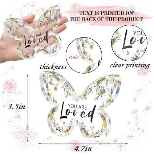 Inspirational Gifts for Women - "You Are Loved" Butterfly Acrylic Desk Plaque - Appreciation Gifts for Teacher, Boss, Coworker, Manager - Positive Office Desk Decoration - color: Loved