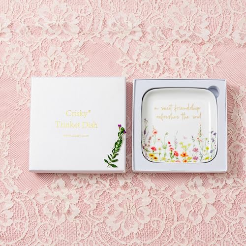 Crisky Jewelry Ring Dish for Women Christian Gifts Trinket Tray Inspirational Friendship Gifts for Friend Birthday Jewelry Tray for Her Sisters Besties Verse: Sweet Friendship –Proverbs 27:9 - style: Friend - A Sweet Friendship Refreshes The Soul