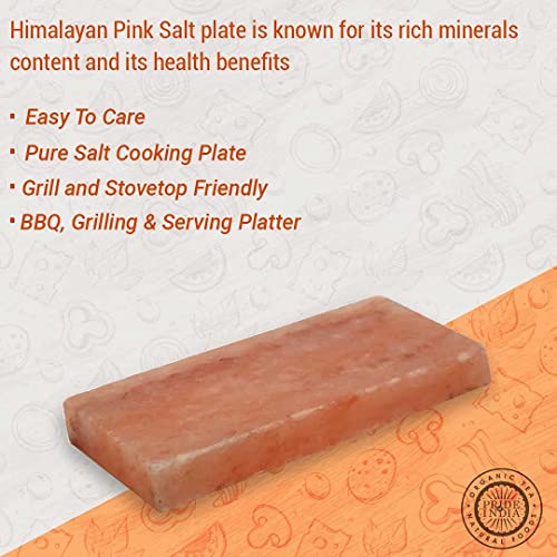 Pride Of India | Pink Salt Crystal Accessories (Pink Salt Crystal Cooking Tray - 8 by 4 inch) | Perfect for Grilling, Searing, Cutting, BBQ, Serving | Carries 84 Traces of Minerals - color: Pink Salt Crystal Cooking Tray - 8 By 4 Inch