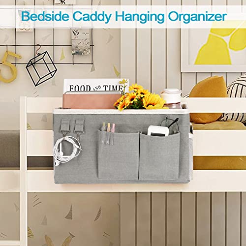 Loghot Bedside Caddy/Bedside Storage Bag Hanging Organizer for Bunk and Hospital Beds,Dorm Rooms Bed Rails,Can be Placed Glasses,Books,Mobile Phones,Keys (Grey) - color: 1pc Grey