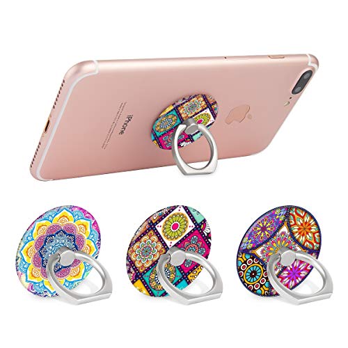 Bonoma Cell Phone Ring Holder Stand, 3 Pack Colorful Mandala 360 Rotation Universal Smartphone Ring Grip Stand Compatible with Smartphones and Tablets - color: Colorful Mandala