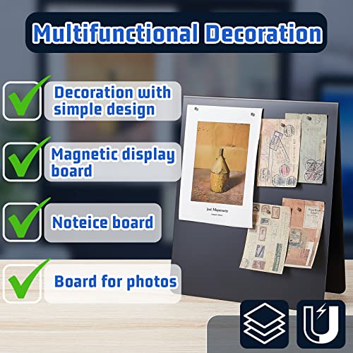 Leinuosen 1 Pcs 11 x 9 Inch Magnetic Bulletin Board Metal Magnet Board Magnet Display Stand for Tabletop Desktop Home Kitchen Office Decor (Black) - color: Black, size: 11 x 9 inch