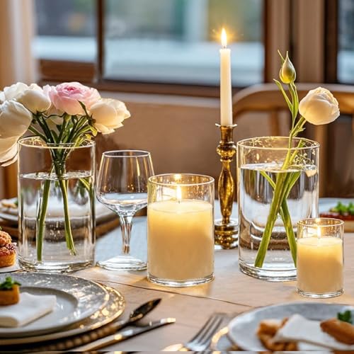 36pcs Glass Vase Cylinder for Centerpieces Small Flower Glass Clear Home Decor Centerpiece Table Flower Vase Decorations for Wedding＆Holiday 4,4.7,6Inch Tall - size: 36Pack-4+4.7+6Inches