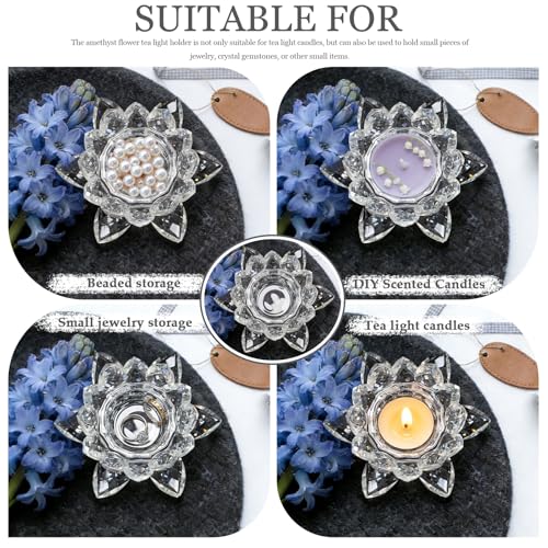 Crystal Flower Jewelry Tray, Luxury Transparent Decorative Trinket Dish for Rings, Earrings, Necklaces, Keys for Vanity Dresser Nightstand, Elegant Gift for Women Mother's Day (1, 4.4"(w) - Clear) - size: 4.4"(w) - Clear