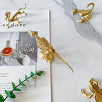 Gold Tyrannosaurus Rex Skeleton Sculpture Solid Metal Animal Ornament Mini Animal Figurine for Home Office Garden Desktop Decor - style: Tyrannosaurus Rex Skeleton