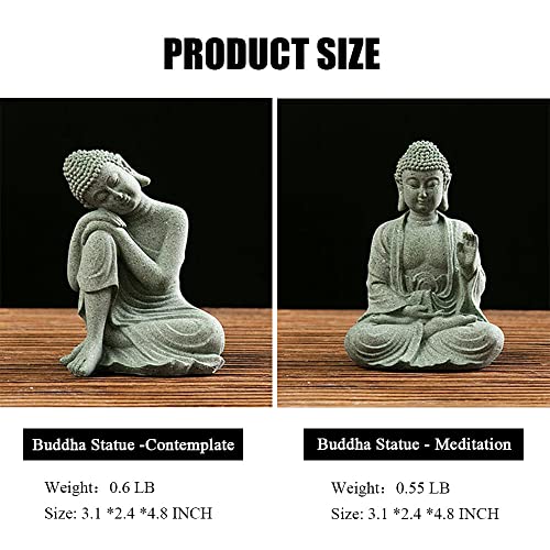 fazhongfa Mini Buddha Statue 4.7 Inch Natural Stone Handmade Buddha Sculptures Creative Zen Garden Aquarium Fish Tank Decorations Home Decor to Friend Family Mom Father as Gift (Meditation) - style: Meditation
