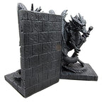 Ebros Gothic Excalibur Sword Guardian Dragon Pair Bookend Set of Two Figurine Faux Stone Sculpture As Renaissance Medieval Fantasy Decor Ancient Serpent Drake Creature for LOTR GOT Fans