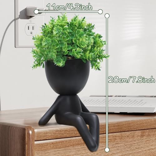 Zerzsy Fake Plants Succulents Office Table Decor Indoor Mini Succulent Plant Cute Artificial Plant Bathroom Decoration Set of 1 - color: Black-b