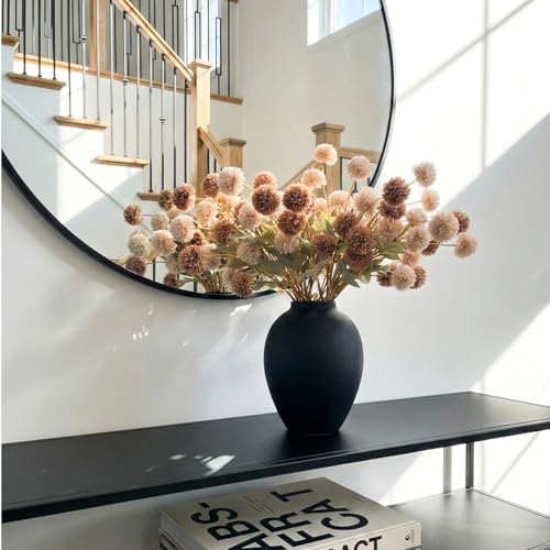 Black Vase for Home Decor - Tall Ella Flower Vase for Centerpieces, Table & Mantel Decorations - Large Round Iron Vase 9 Inch - Matte Black Vases for Flowers & Pampas Grass - color: Black Ovoid
