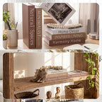 Menkxi 6 Aesthetic Decorative Books Set with Tassel Wood Bead Coffee Table Decor Faux Books with Simple Design for Modern Home Decor Inspired Living Decoration Photo Storage and As a Keepsake Box - style: Simple