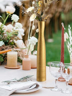 Tall Gold Vase, 16.5 Inch Skinny Flower Vases, Handmade Ceramic Vase Modern Minimalist Style for Living Room,Home,Office,Centerpiece,Table,Wedding Party - color: 16.5inch&golden