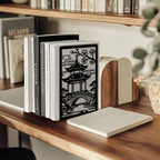 Peacoblue Metal Bookends for Shelves, Modern Decorative Heavy Duty Study Book Ends Stoppers for Office Desk Shelf Room 5.3"x4.3"x7.9" Cast Iron Tall Bookends 1 Pair (Courtyard with Flower Branches) - style: Courtyard with Flower Branches