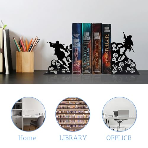 Fantasy Bookends – Unique Gift for Book Lovers or Fans, Sturdy Metal Bookends with Non-Slip Base