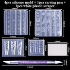 Laza 4pcs Gothic Silicone Nail Art Molds, 3D Rose, Snake, Bones, Cross, Collar, Skull Exquisite Silicone Nail Accessories with Carving Pen Resin Nail Art Mold Manicure Tools for DIY Salon Nail Design - color: Skull rose