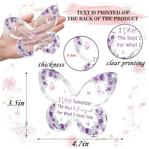 I Still Remember the Days I Prayed Purple Butterfly Acrylic Sign - 4.7 * 3.2 Inch Scripture Desk Decor, Christian Gratitude Reminder & Inspirational Gift for Home/Office - color: Purple 46