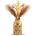ZENS Rattan Boho Vase, Hand Woven Wicker Cover Glass Flower Vases for Pampas Grass, Artistic Boho Style Country Vase for Fall Flower Decor, Home Table Centerpiece, Farmhouse Decorative - size: 1