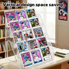 5 Tier Acrylic Card Display Stand(Tall Height), Clear Display Shelf Desktop for Trading Cards, Sports Cards, Greeting Card, Stickers & Brochures, Easy Clip-On Design - color: Clear
