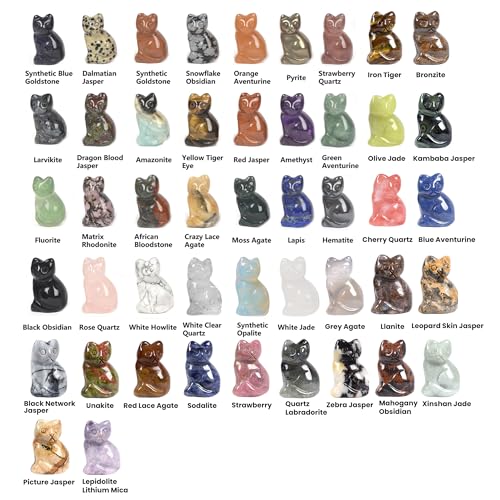 Justinstones Quartz Crystal Gemstone Carved Cat Sculpture Animal Kitten Cat Statue 1.2inch Mini Crystal Sit Cat Figurine Smooth Cute Small Cat Energy Crystal Decor Gift(Pack of 6) - color: 6pcs 30mm Sit Cat