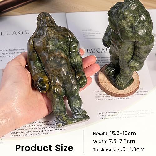 Nupuyai Natural Green Jade Gorillas Statue for Home Office Decor, Healing Carved Stone Ape Figurine Collectible Sculpture for Reiki Healing Meditation - size: 6.1-6.29''