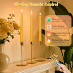 Yellow Flameless Taper Candles with Remote, 9.6 Inches Real Wax Battery Operated Candles, 3 Pack Flickering LED Candlesticks, Tall Taper Fake Candles for Home, Wedding, Party - color: Yellow