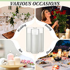 Didaey 3 Sets White Pillar Candles and Glass Candle Holders, Clear Cylinder Vases for Slim Pillar Candles Wedding Centerpieces