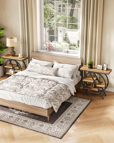 End Table, Narrow Side Table with 4-Tier Large Storage Space, Modern Bedside Table for Living Room, Home Office, Bedroom, Natural - color: Natural