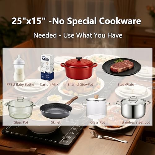 Electric Warming Tray, 3-in-1 Food Warmers for Parties Buffet with 10 Temp Settings and Timer, 25"x15" Glass Surface Warming Mat for Food, Warming Tray for Parties Buffet,Gatherings - size: Extendable-25x15Inch