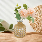 Flower Vases with Rattan Cover Straw Woven Glass Vase Boho Glass Flower Vase for Arrangement Table Decoration, 4.44''X1.77''X3.14'', B Style - size: 4.44IN