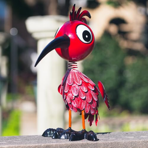 Metal Large Garden Statue,16.5" Red Bird Statues and Sculptures for Outdoor Decor,Metal Yard Art Lawn Ornaments for Patio Backyard Decoration - color: Red Bird
