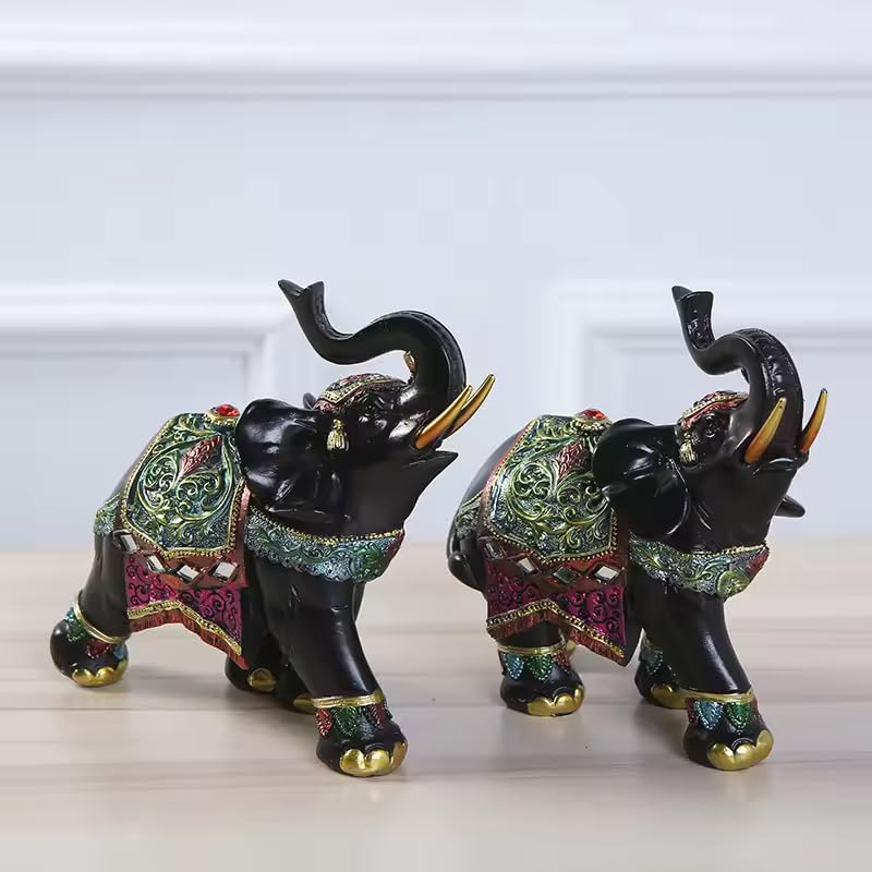 Luxury Elephant Sculpture, Resin Ornament for Wealth & Luck, 1 Pc