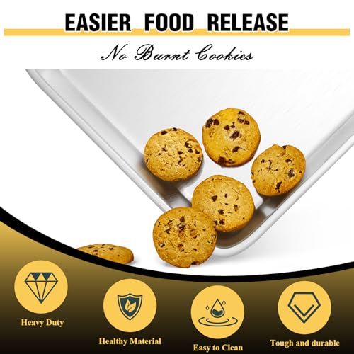Commercial Quality Baking Sheet Pan Set, Natural Aluminum Cookie Sheet, Umite Chef Encapsulated Galvanized Steel Rim Warp Resistant Baker's Quarter Sheet Pan, Cookie Tray Pans for Baking, Roasting - size: 13x9.5in