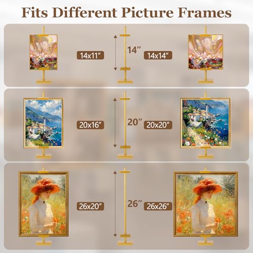 1pcs Adjustable Tabletop Easel Stand for Picture Frames, Picture Easels for Display, Gold Easel, Picture Frame Stand, Adjustable Art Easel.(30inch,Gold) - color: Gold, size: 30inch